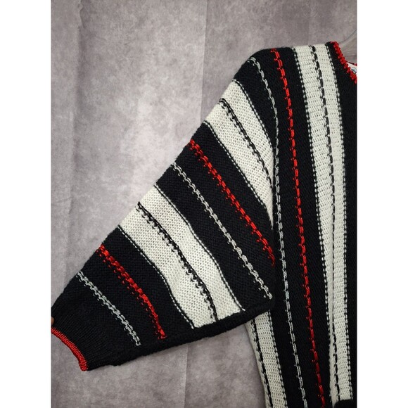 Vintage Thick Knit Sweater Women's M Stripedd Metallic Dolman Sleeve Retro - Picture 5 of 14